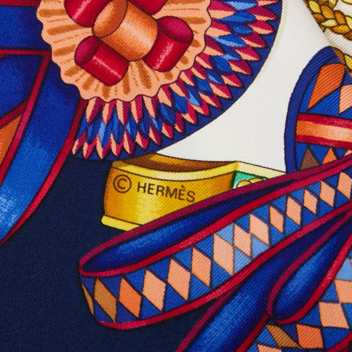 Hermes Herms Carr 90 "Les Rubans Du Cheval" Horse Ribbon Scarf
