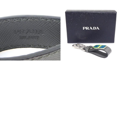 Prada Prada Key Ring Leather Metal Gray