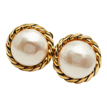 Chanel Pearl Earrings Gold Plated