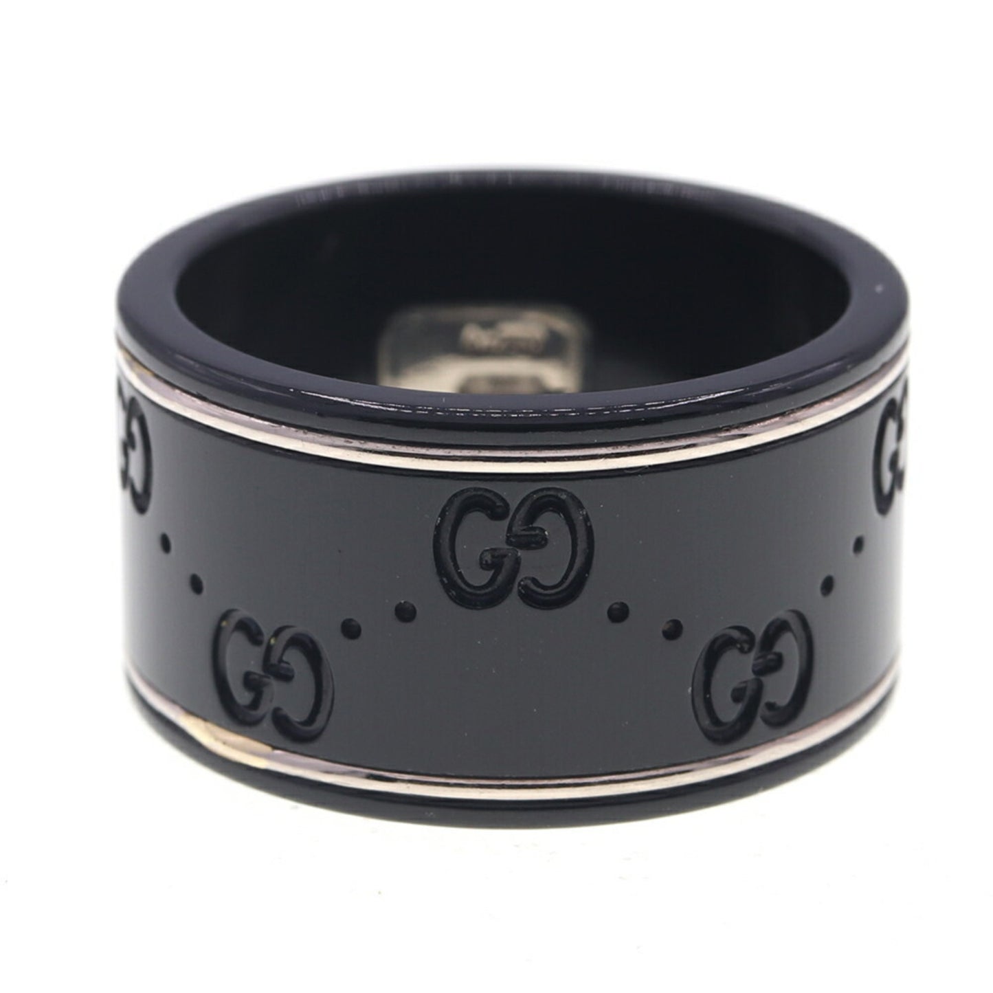 Gucci Ring Icon 225976 Black Silver Au750 Synthetic Corundum Size 19/Us9 Gg
