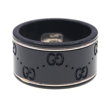 Gucci Ring Icon 225976 Black Silver Au750 Synthetic Corundum Size 19/Us9 Gg