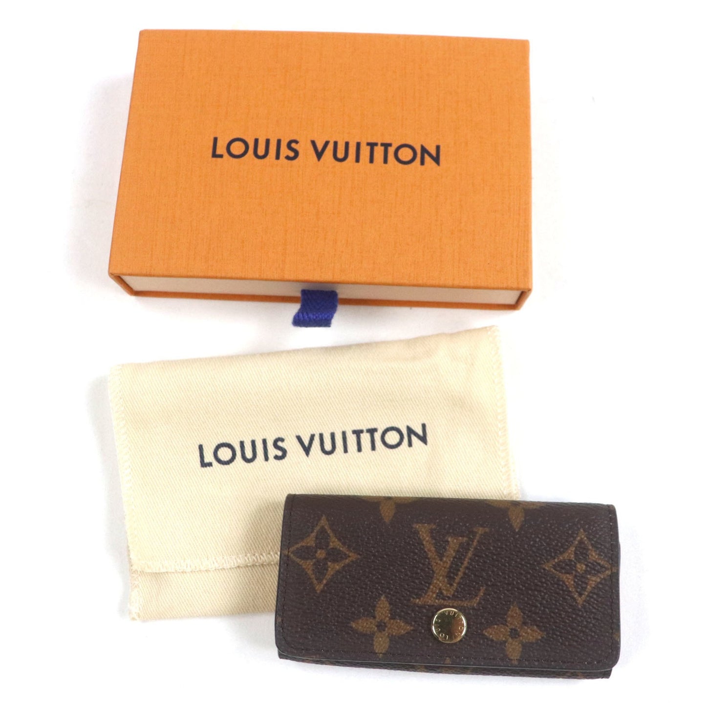Louis Vuitton M83265 Multicle 4 Chamalow Pink Monogram 4-Ring Key Case With Box And Dust Bag