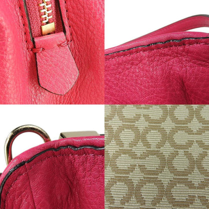 Coach Tote Bag 26282 Canvas Leather Pink Beige
