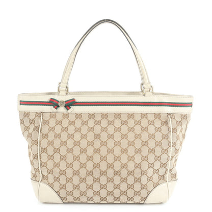 Gucci Gg Canvas Sherry Line Mayfair 257061 Leather Tote Bag