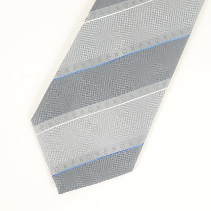 Louis Vuitton Regimental Monogram Silk Cravate Tie M77835 Silver