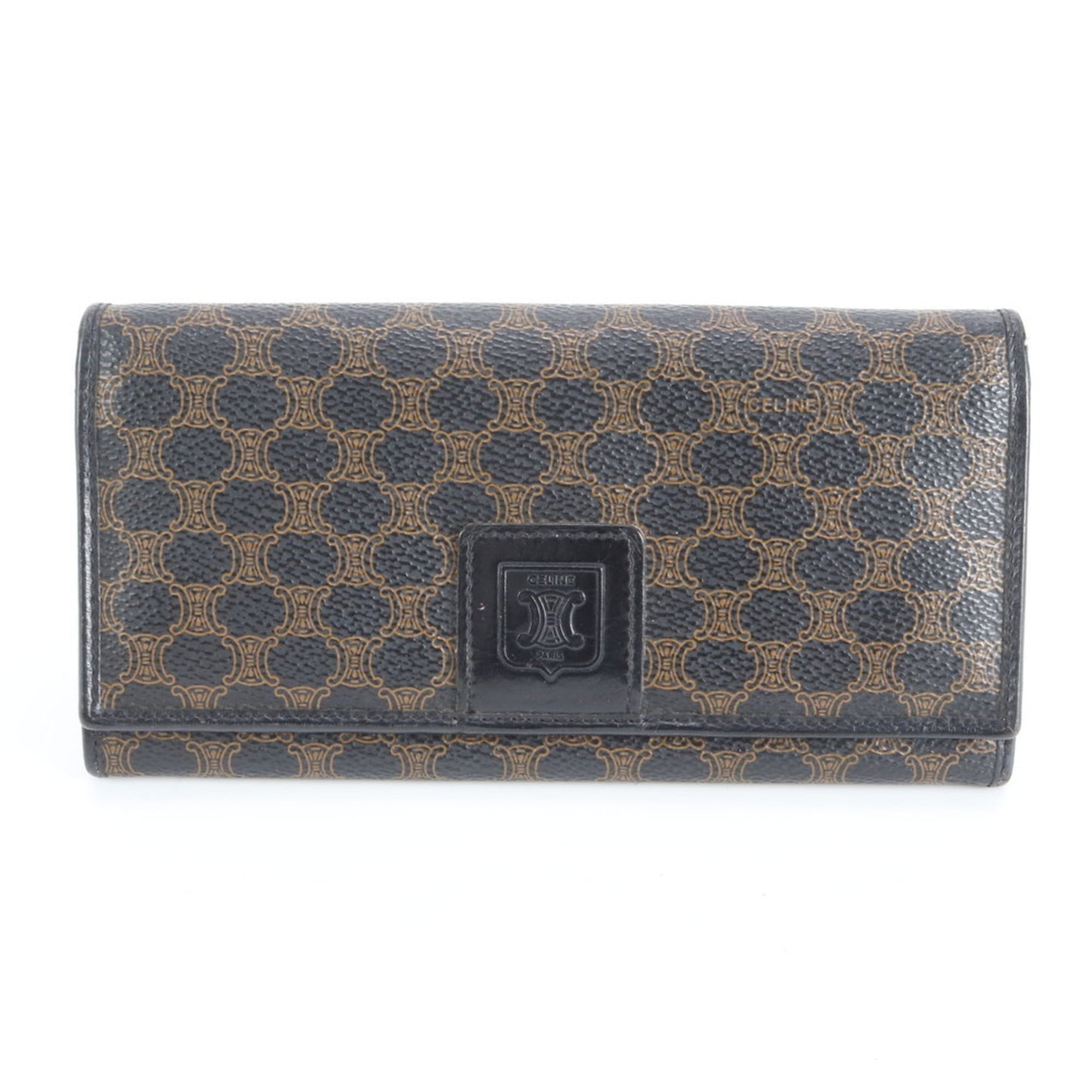 Celine Long Bi-Fold Leather Wallet with Coated Canvas