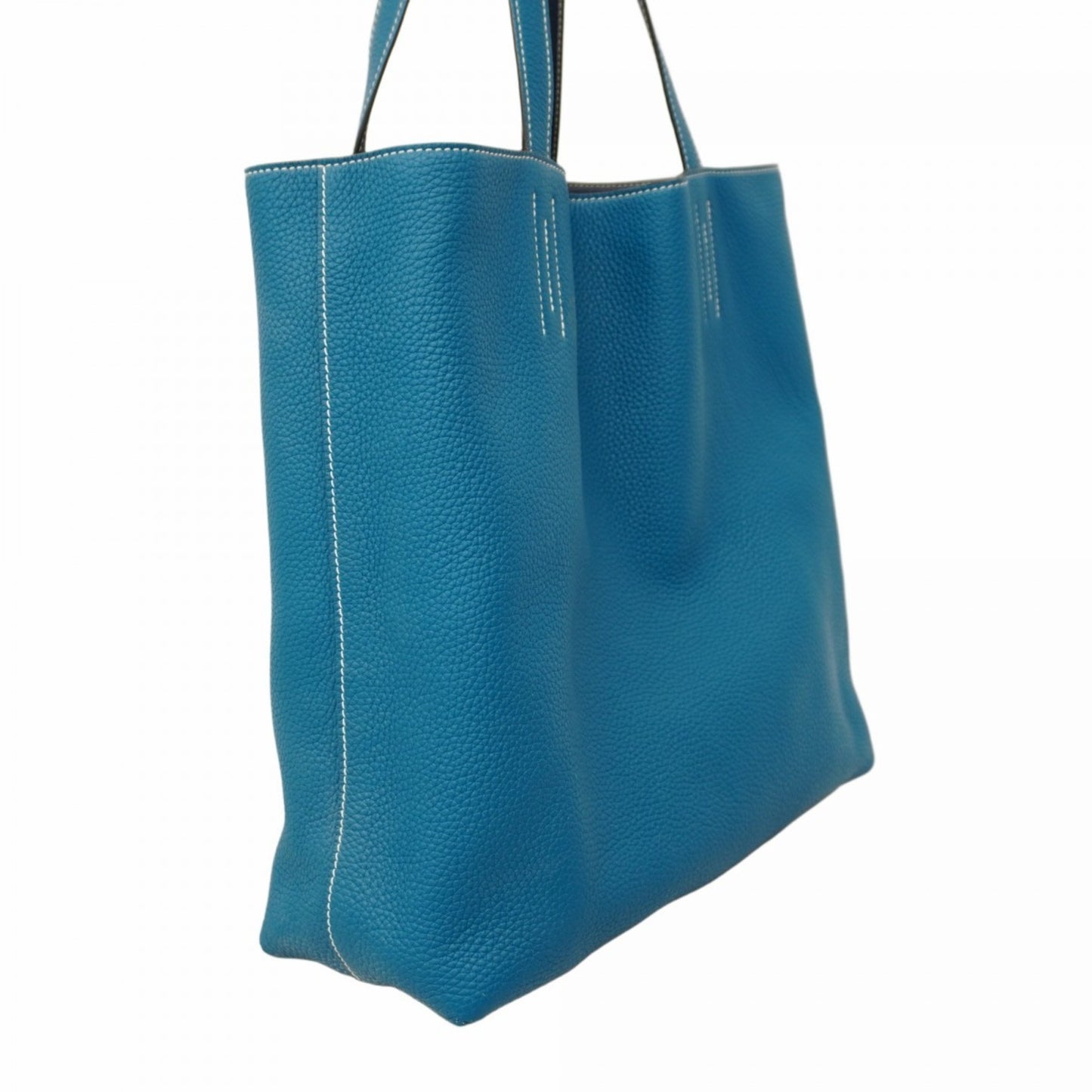 Hermes Herms Double Sens 36 Tote Bag In Taurillon Clemence Blue Izmir Leather With Ankle Strap
