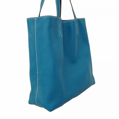 Hermes Herms Double Sens 36 Tote Bag In Taurillon Clemence Blue Izmir Leather With Ankle Strap