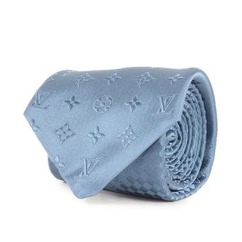 Louis Vuitton Men'S Damier Mix Monogram Silk Cravate Tie In Light Blue