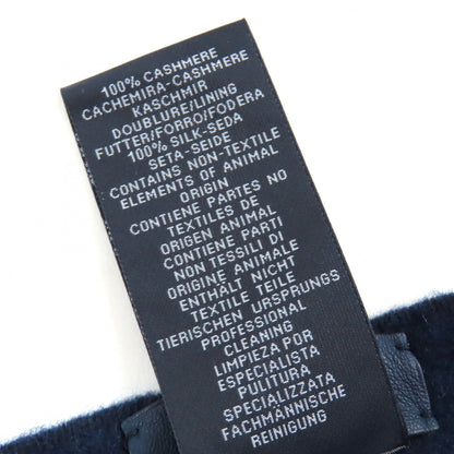 Hermes H259096S Allumette Pocket 100% Cashmere Marine Cobalt Leather Tag Fringe Large Shawl Scarf