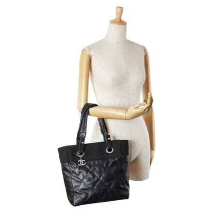 Chanel Paris Biarritz Tote Pm Bag A34208 Black Canvas