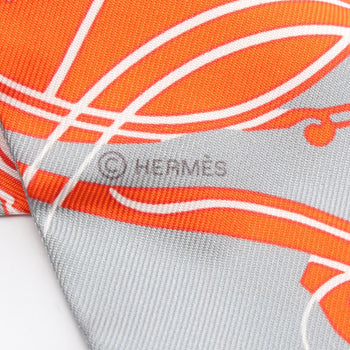 Hermes Herms Twilly Ex-Libris Forever Silk Scarf For Women In Orange