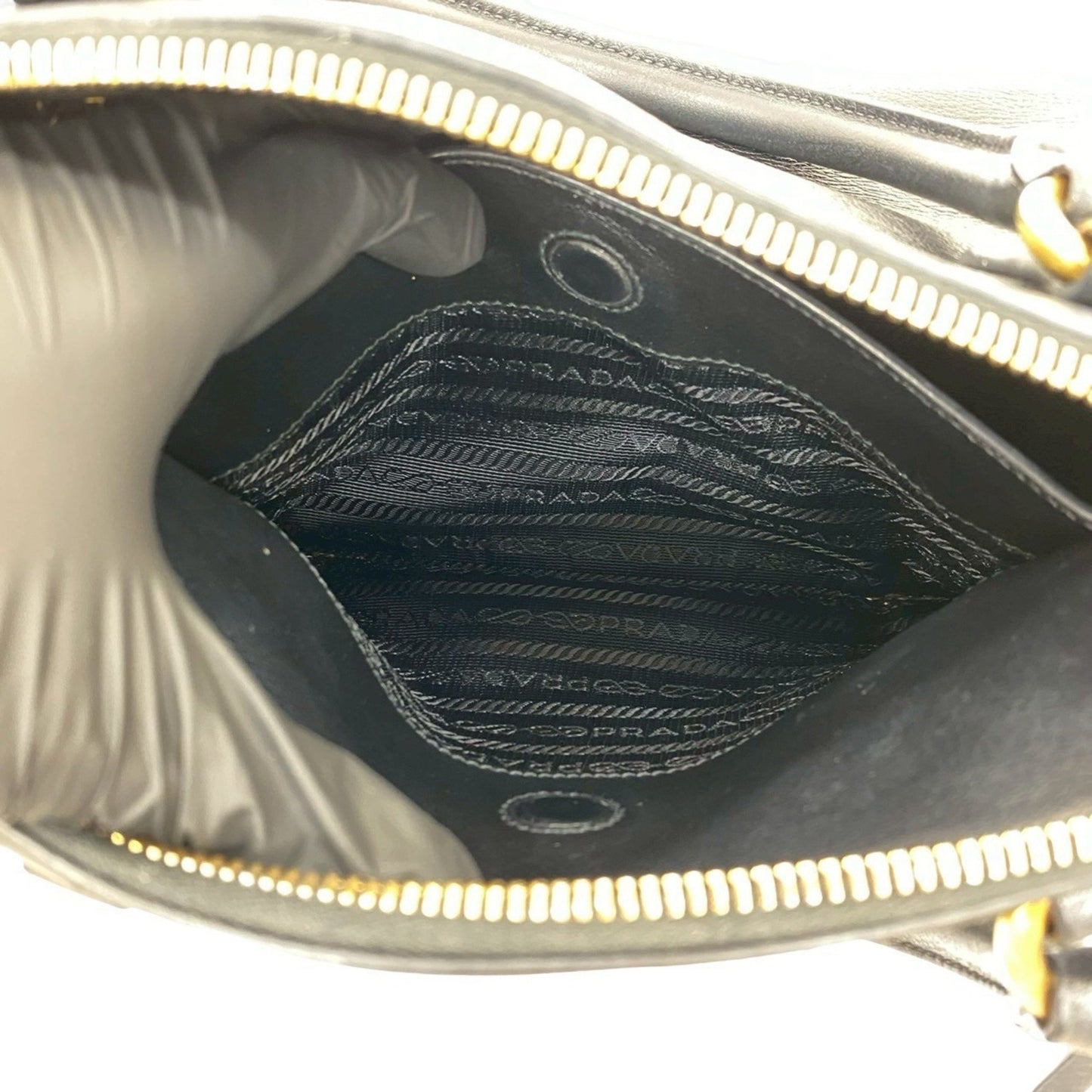 Prada Prada Embossed Triangle Logo Hardware Leather 2-Way Handbag Mini Tote Bag Shoulder Black 58562