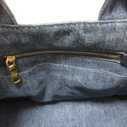 Prada Canapa Triangle Logo Plate Denim 2-Way Handbag/Shoulder Bag