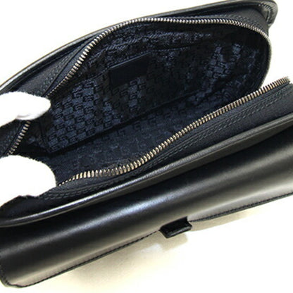 Gucci Second Bag 108844 Black Nylon Canvas Leather Clutch