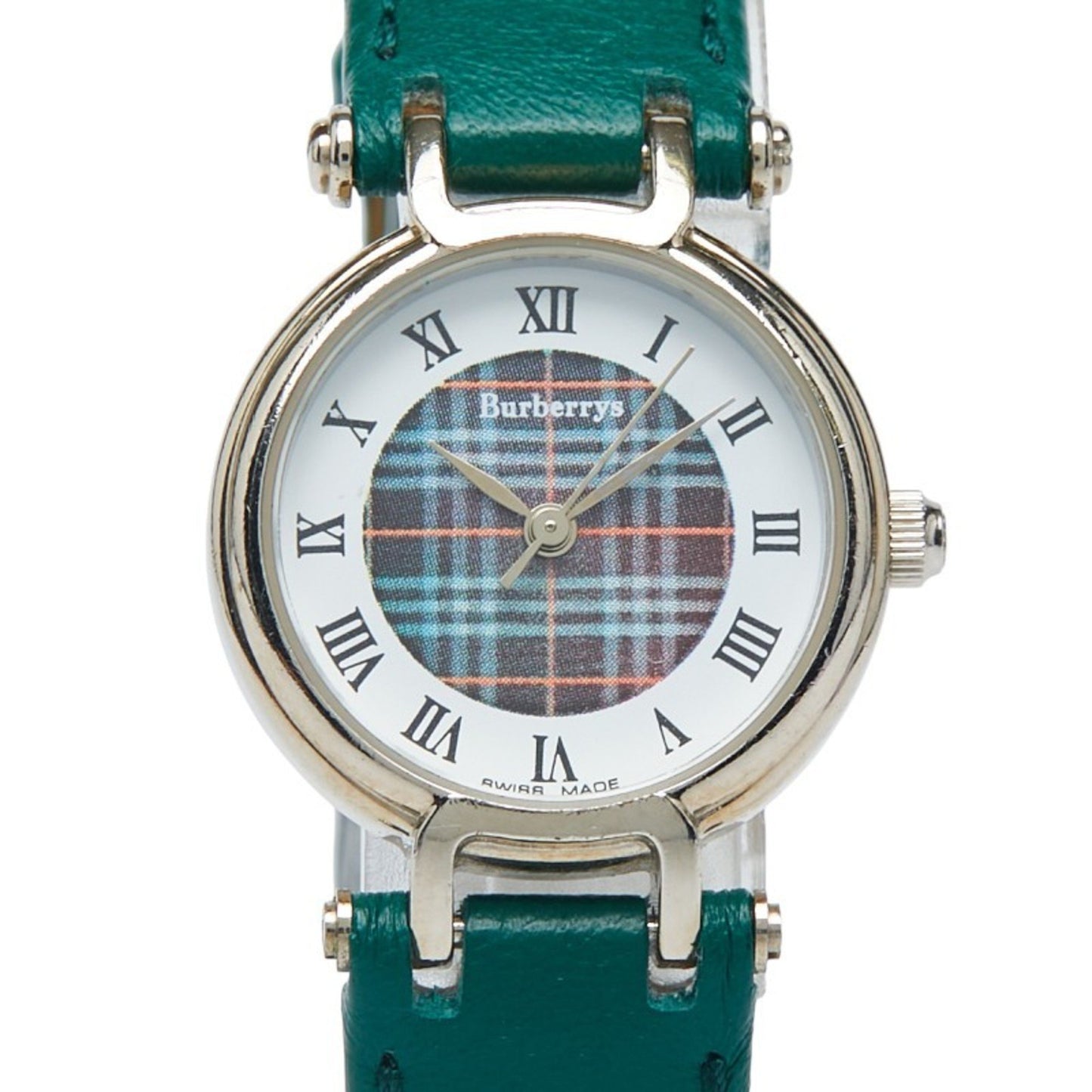 Burberry Check Leather (Non-Original) Quartz Watch With White Dial