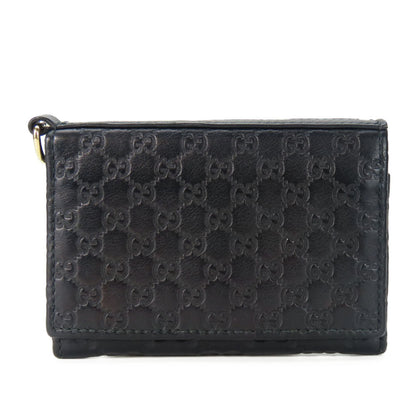 Gucci Business Card Holder/Card Case 323401 Shimmer Leather Black Holder Accessories