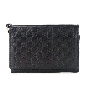 Gucci Business Card Holder/Card Case 323401 Shimmer Leather Black Holder Accessories
