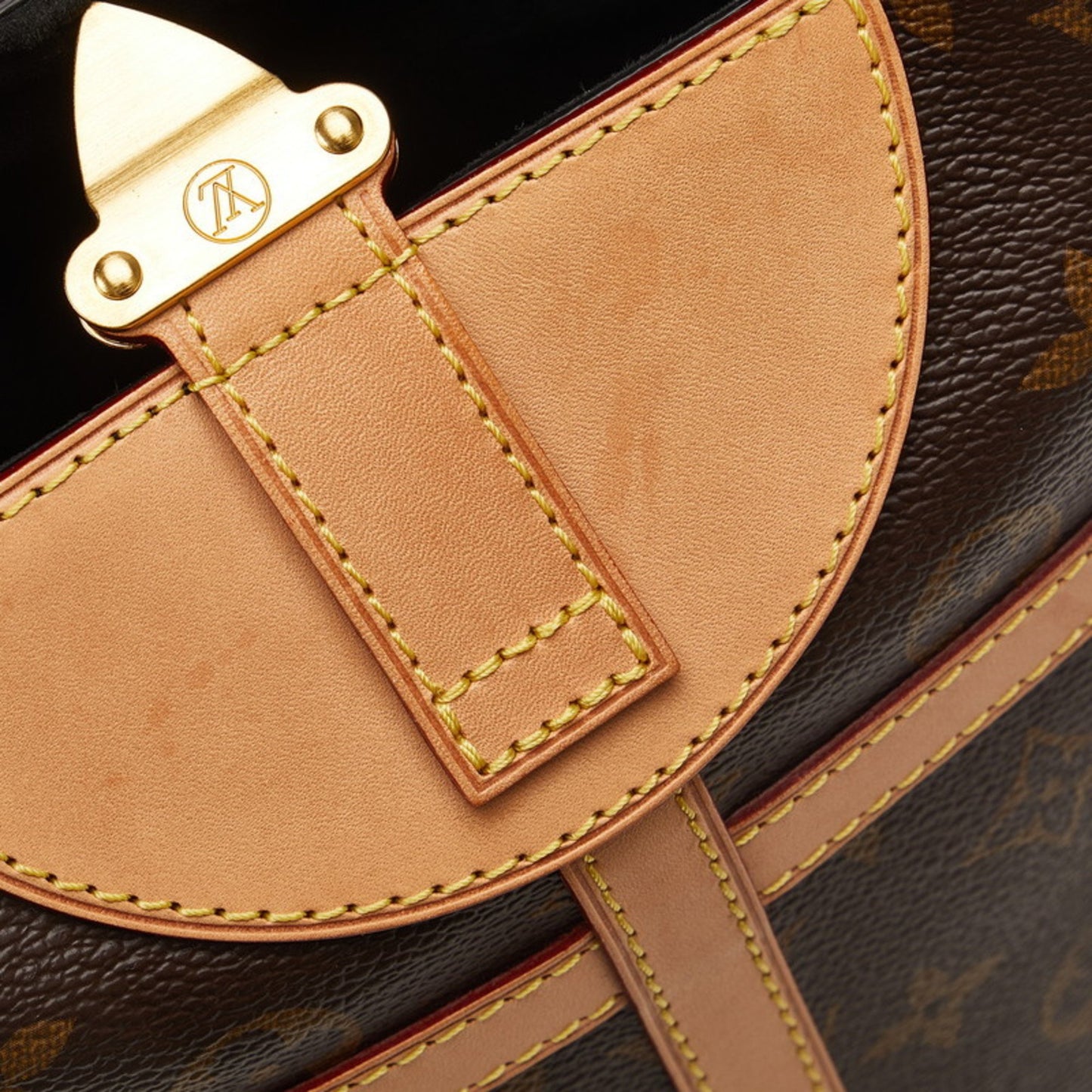 Louis Vuitton Monogram Duffle Bag Handbag Shoulder M43587 Brown Leather