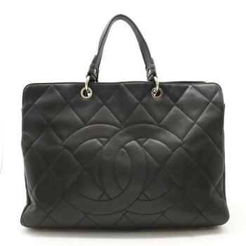 Chanel Chanel Matelasse Coco Mark Tote Bag Large Caviar Skin Leather Black 6886