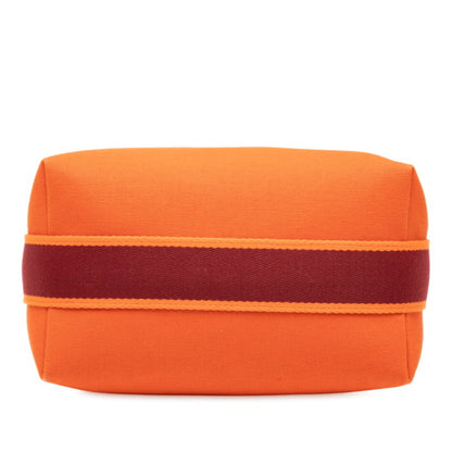 Herms Bride A Black Pm Handbag Pouch Orange Cotton