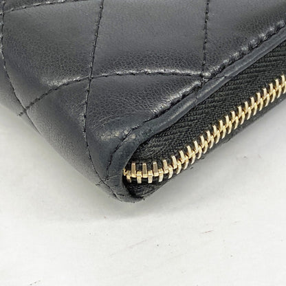 Chanel Matelasse Long Wallet In Black Lambskin