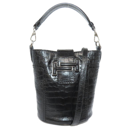 Tod'S Embossed Double T 2-Way Leather Handbag