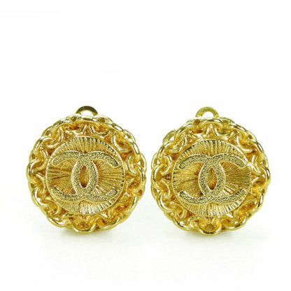 Chanel Coco Mark Earrings Gold Vintage