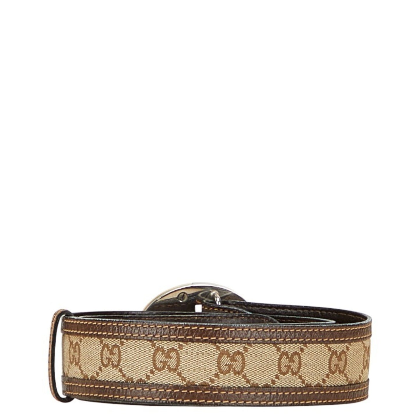 Gucci Gg Canvas Old Belt Size: 70 Beige Brown Leather