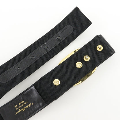 Salvatore Ferragamo Vara Ribbon Belt 8046 Canvas X Gold Plated Black / Vala