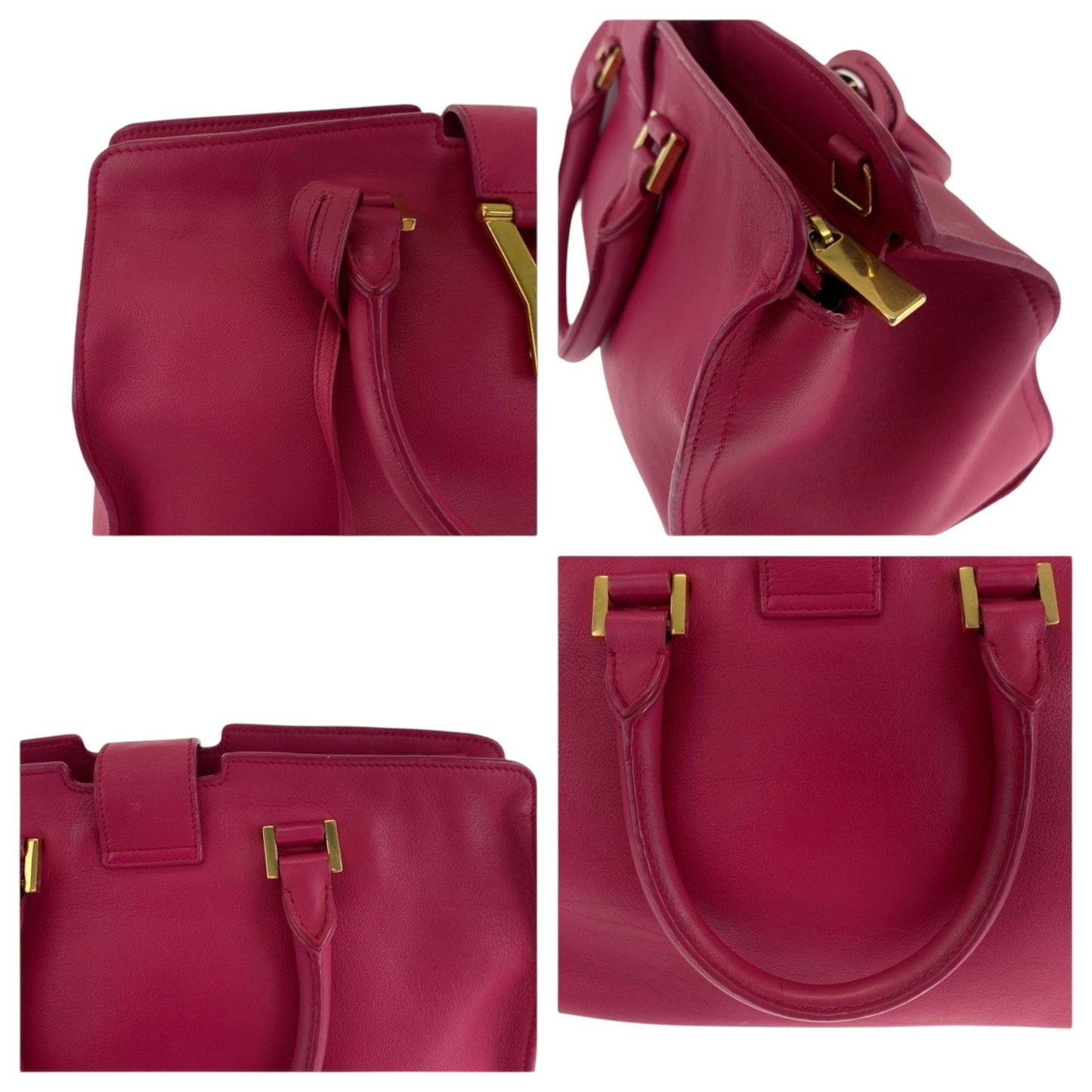 Yves Saint Laurent Saint Laurent Paris Saint Laurent Paris Petit Cabas Y-Line Fuchsia Pink Gold