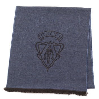 Gucci 344993 Wool Crest Logo Fringed Stole/Scarf