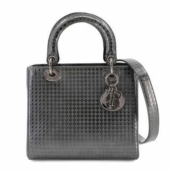 Christian Dior Micro Cannage Lady Medium 2-Way Hand/Shoulder Bag In Patent Leather