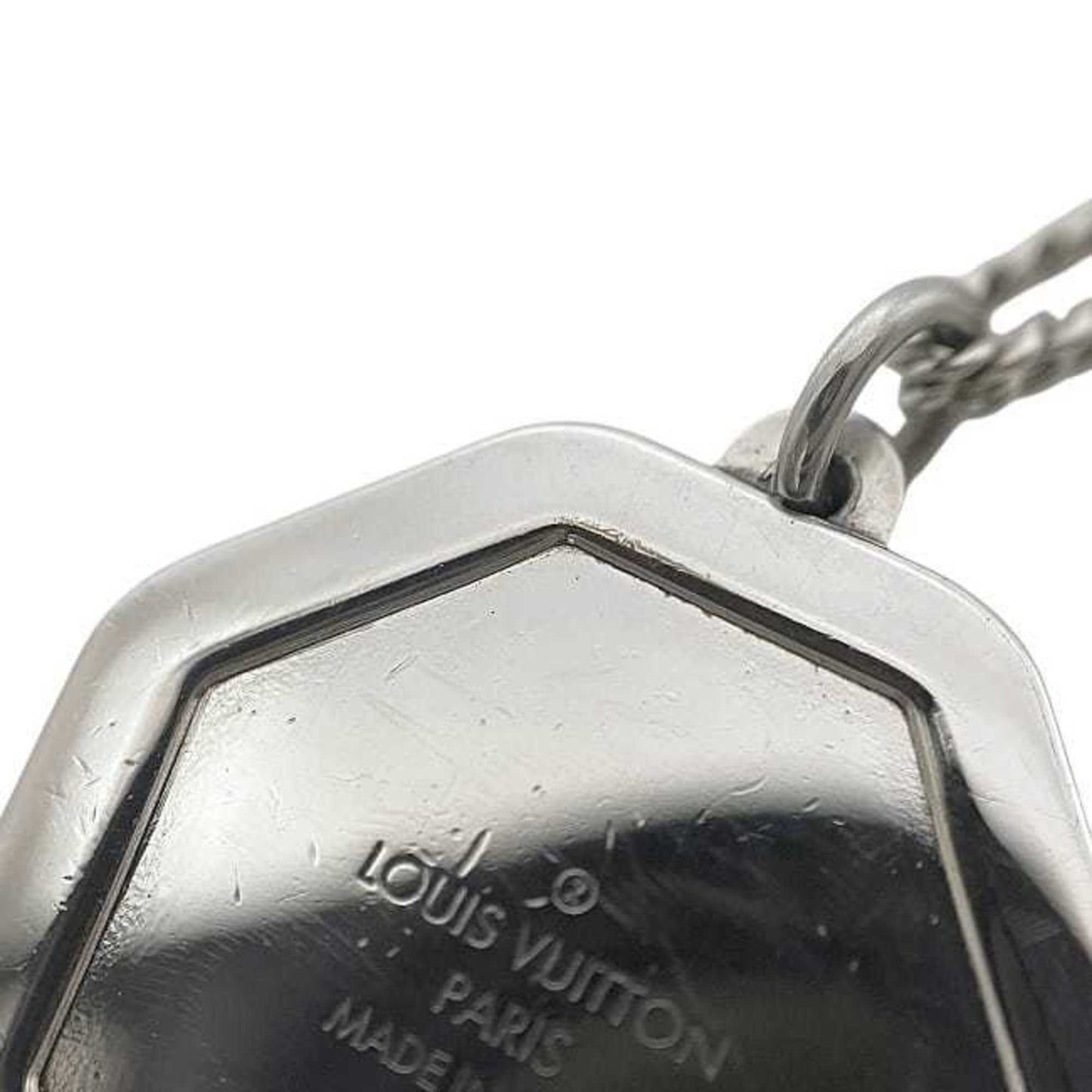 Louis Vuitton Savane Zebra Necklace Ec-24103 Silver M62611 Metal Rm0196 Louis Vuitton Lv Initial