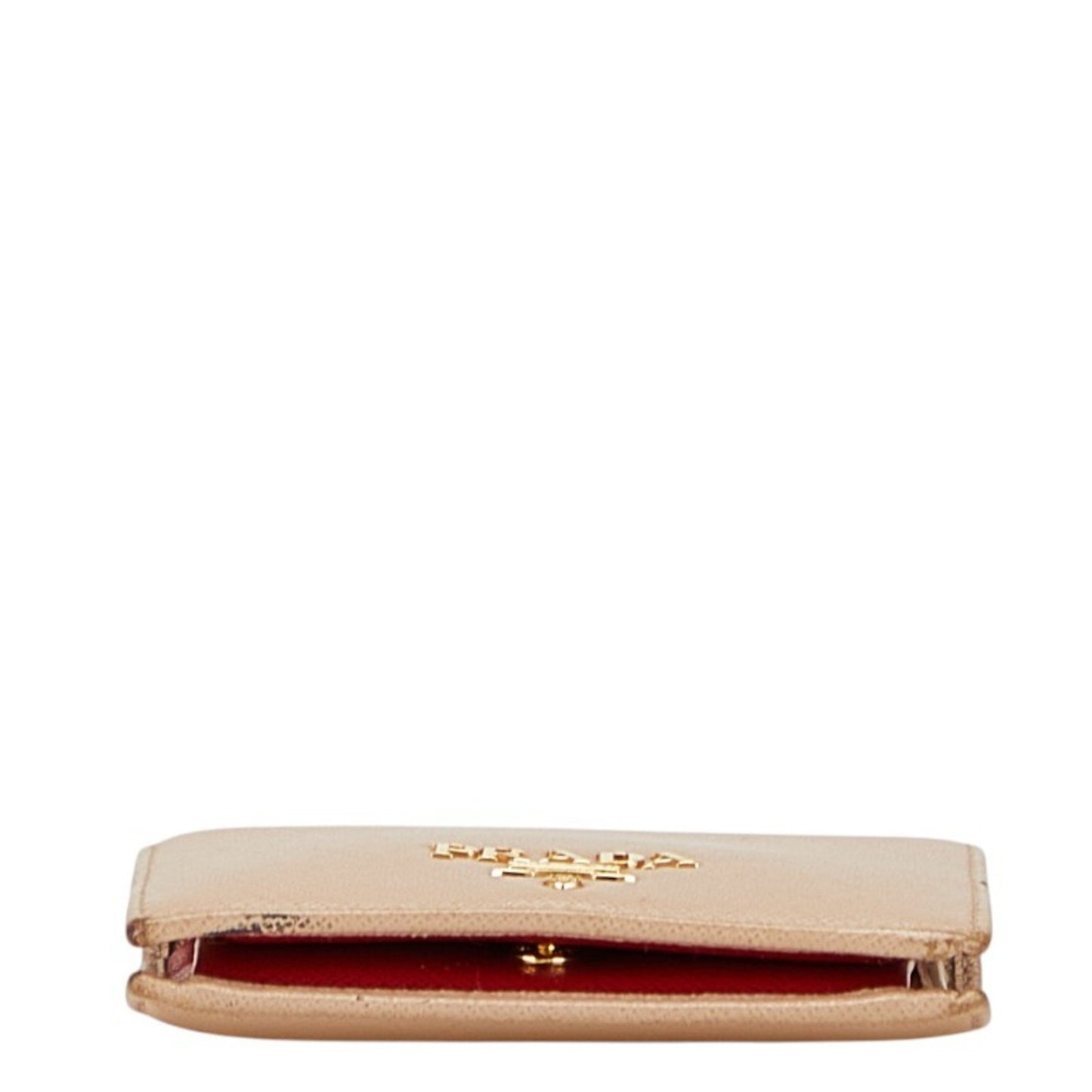 Prada Logo Bifold Wallet In Beige Leather
