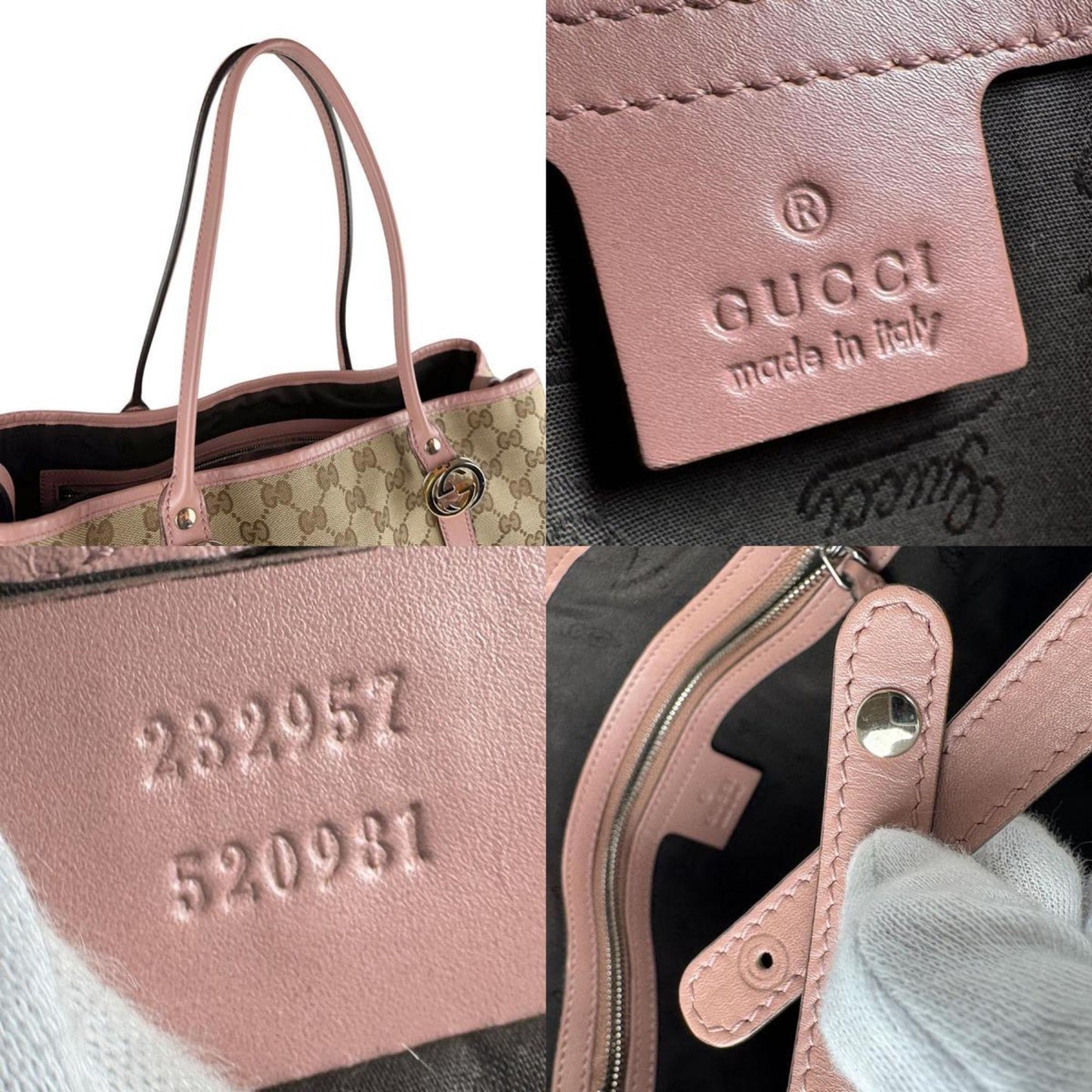 Gucci Gg Canvas Shoulder Bag In Pink And Brown