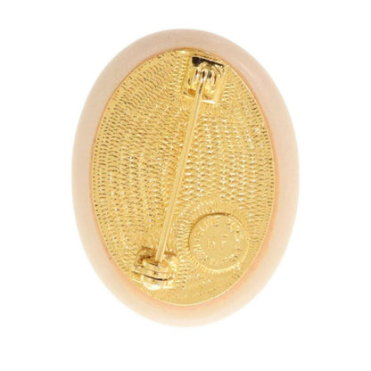 Celine Metal Crystal Pink Beige Brooch 0227Celine