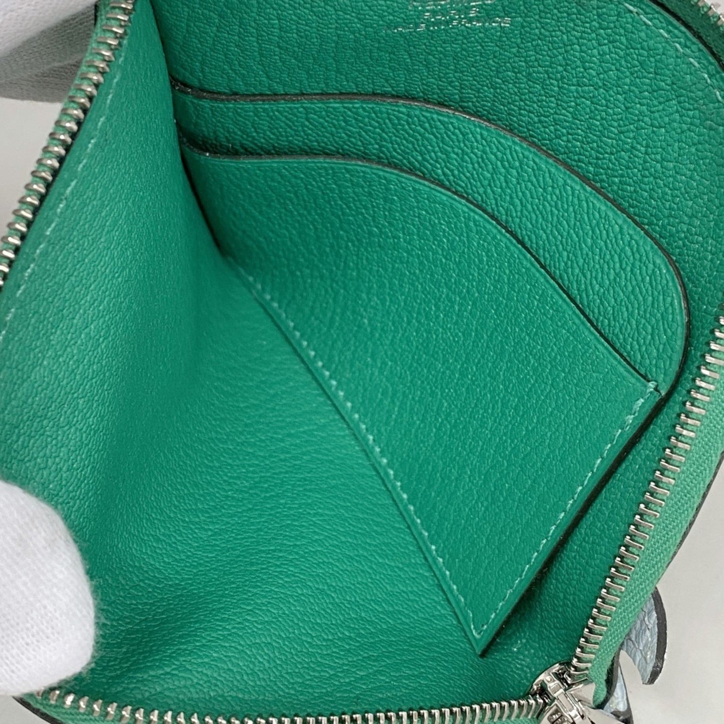 Hermes Herms Paddock Chevre Mysore Mint Blue Plume Wallet/Coin Case