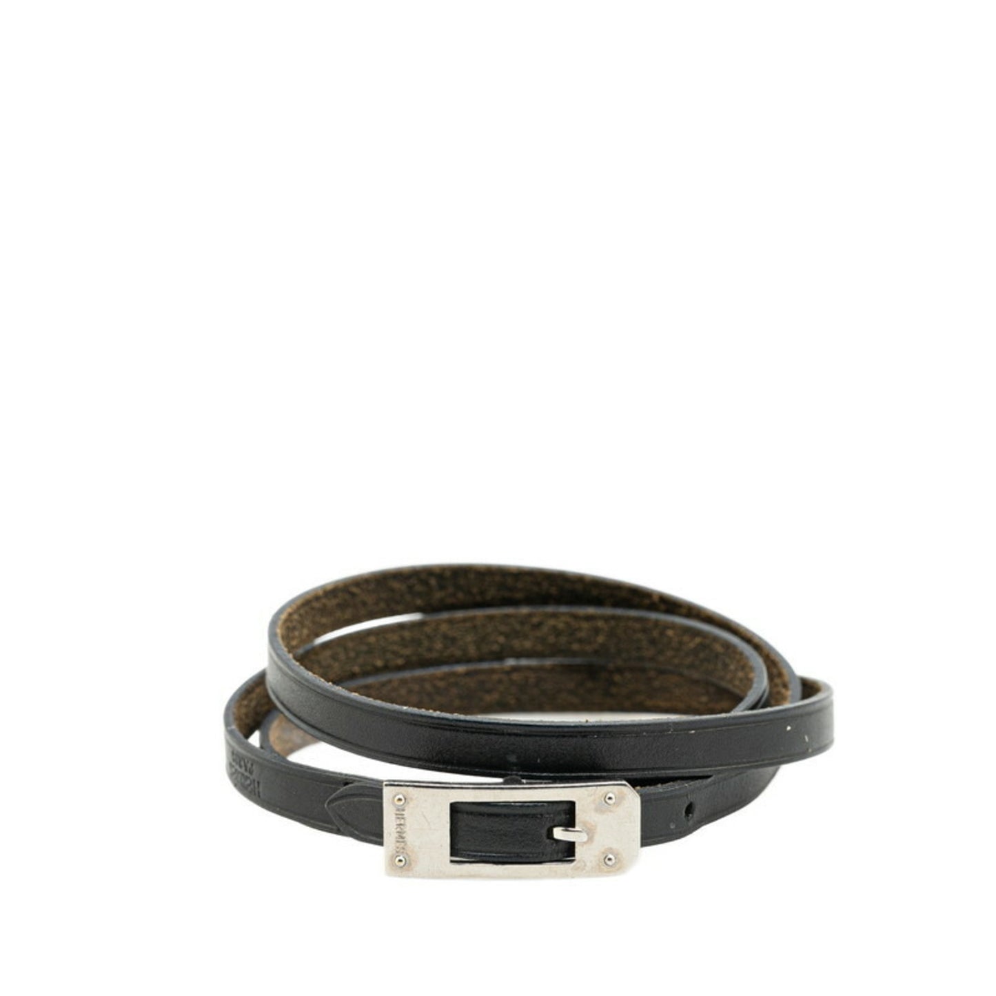 Hermes Kelly Ardion Bracelet Black Leather Metal