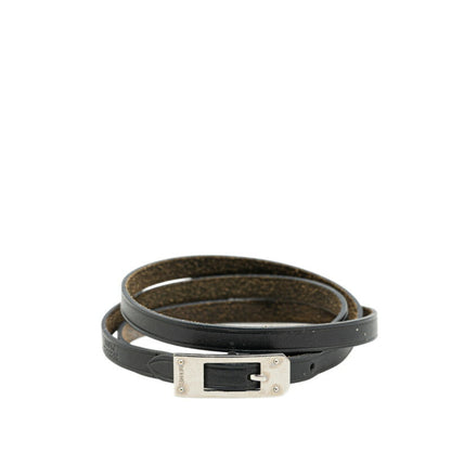 Hermes Kelly Ardion Bracelet Black Leather Metal