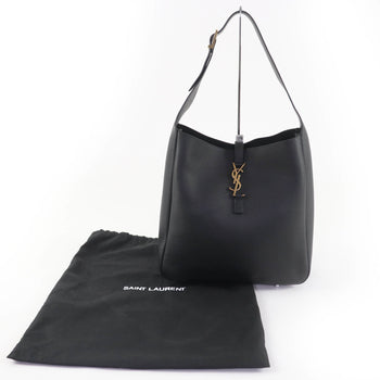 Saint Laurent 753837 Le 5 A 7 Soft Large Leather Shoulder Bag In Black With Gold Hardware And Dust