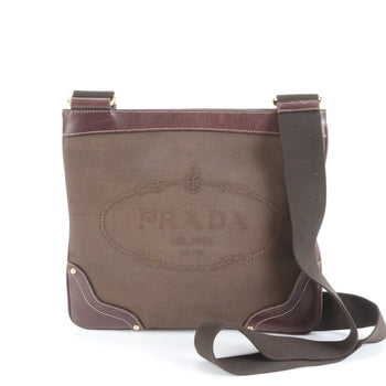Prada Logo Jacquard Leather Shoulder Bag