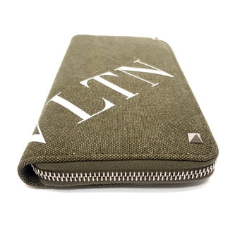 Valentino Garavani Studded Vltn Print Round Long Wallet Canvas X Leather
