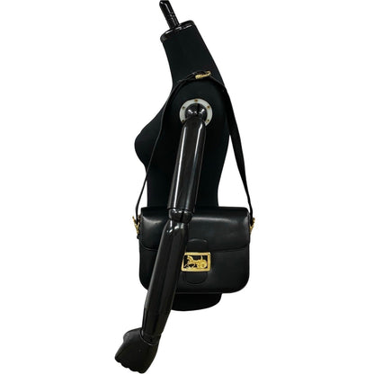 Celine Logo Horse-Drawn Carriage Hardware Calfskin Leather Mini Shoulder Bag/Pochette/Sacoche Black