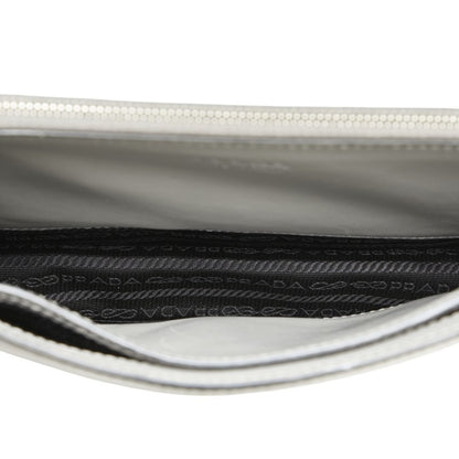 Prada Studded Crossbody Shoulder Bag In Gray Leather