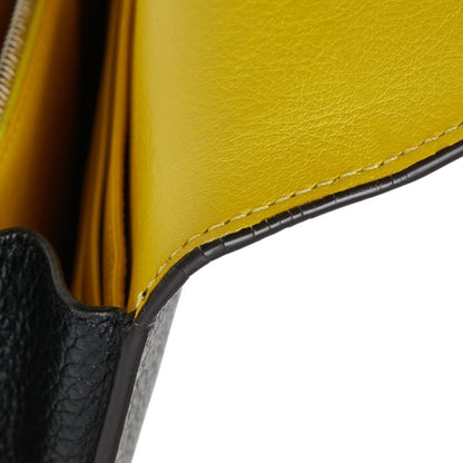 Celine Large Flap Multi-Cushion Long Wallet In Black Leather