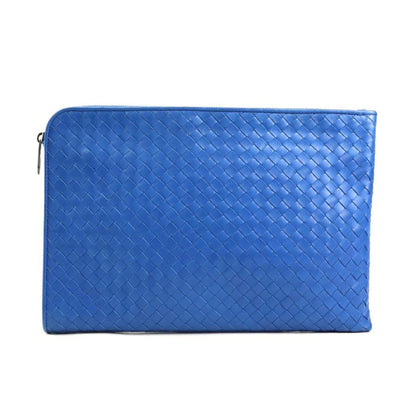 Bottega Veneta Clutch Bag Intrecciato Leather Blue