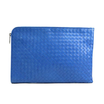 Bottega Veneta Clutch Bag Intrecciato Leather Blue