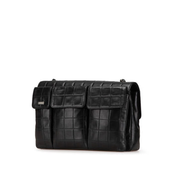 Chanel 2.55 Chocobar Chain Shoulder Bag In Black Lambskin