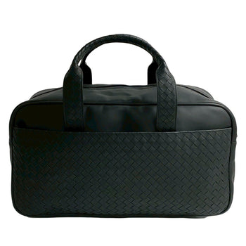 Bottega Veneta Intrecciato Leather Mini Boston Bag In Black